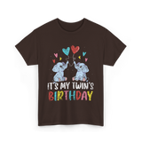 It's My Twin's Birthday Elephant T-Shirt - Dark Chocolate