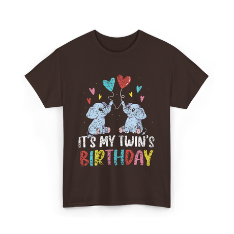 It's My Twin's Birthday Elephant T-Shirt - Dark Chocolate