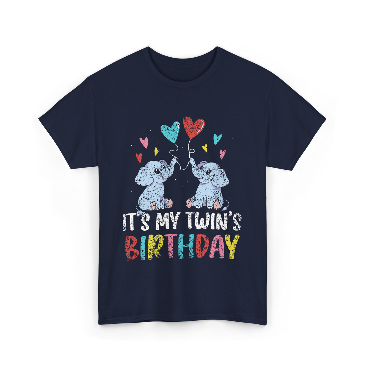 It's My Twin's Birthday Elephant T-Shirt - Navy