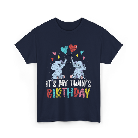 It's My Twin's Birthday Elephant T-Shirt - Navy