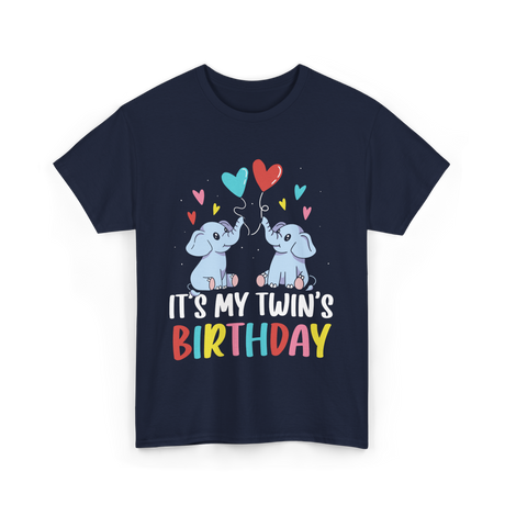 It's My Twin's Birthday Elephants T-Shirt - Navy