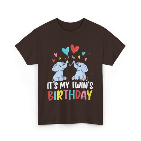 It's My Twin's Birthday Elephants T-Shirt - Dark Chocolate