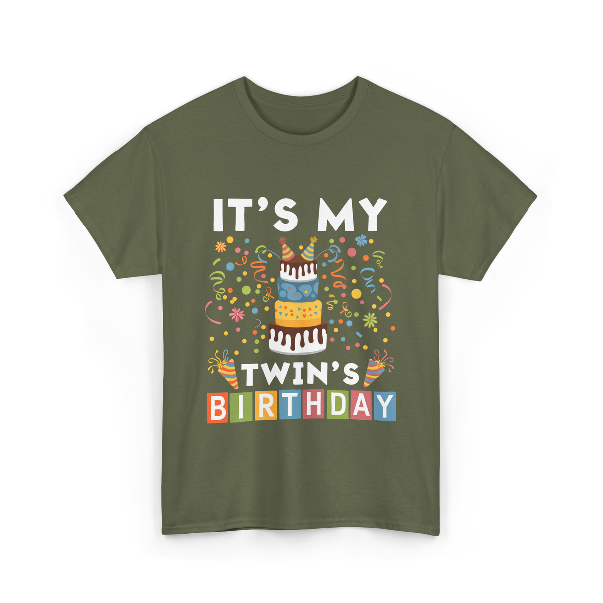 It's My Twin's Birthday T-Shirt - Military Green