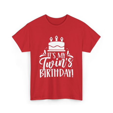 It's My Twin's Birthday Twin Celebration T-Shirt - Red