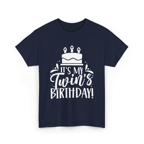 It's My Twin's Birthday Twin Celebration T-Shirt - Navy