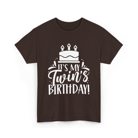 It's My Twin's Birthday Twin Celebration T-Shirt - Dark Chocolate