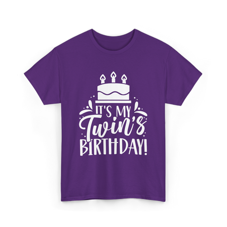 It's My Twin's Birthday Twin Celebration T-Shirt - Purple