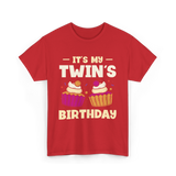 It's My Twin's Birthday Twins T-Shirt - Red