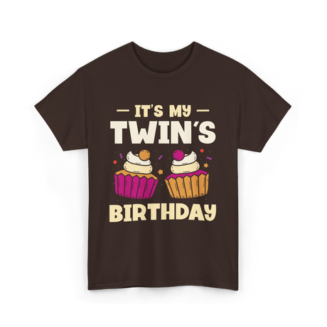 It's My Twin's Birthday Twins T-Shirt - Dark Chocolate