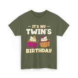 It's My Twin's Birthday Twins T-Shirt - Military Green