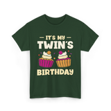 It's My Twin's Birthday Twins T-Shirt - Forest Green