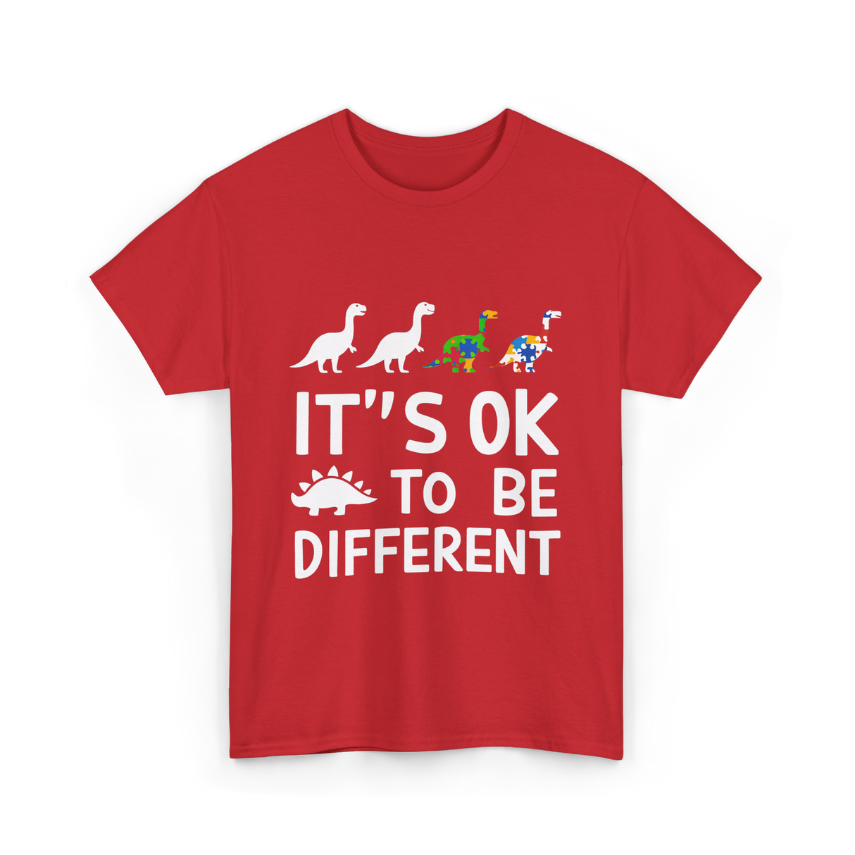 Its OK To Be Different Dinosaur T-Shirt - Red