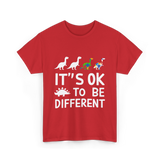 Its OK To Be Different Dinosaur T-Shirt - Red