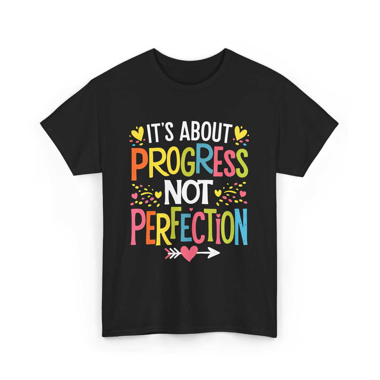 Its Progress Not Perfection Inspiration T-Shirt - Black