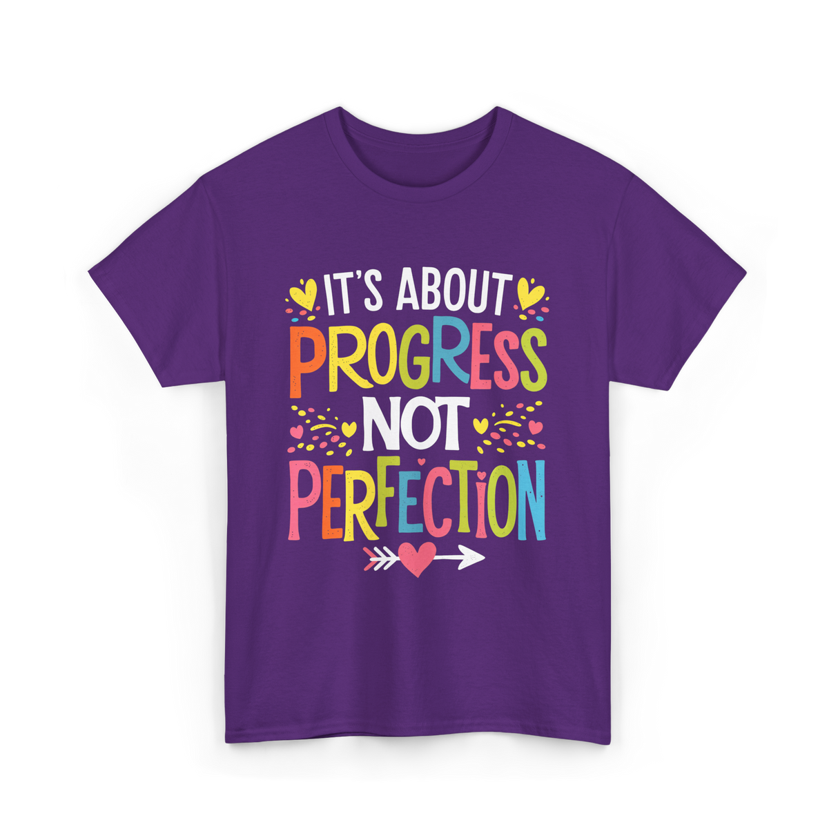 Its Progress Not Perfection Inspiration T-Shirt - Purple