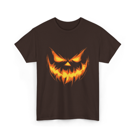 Jack O Lantern Face Pumpkin Halloween T-Shirt - Dark Chocolate