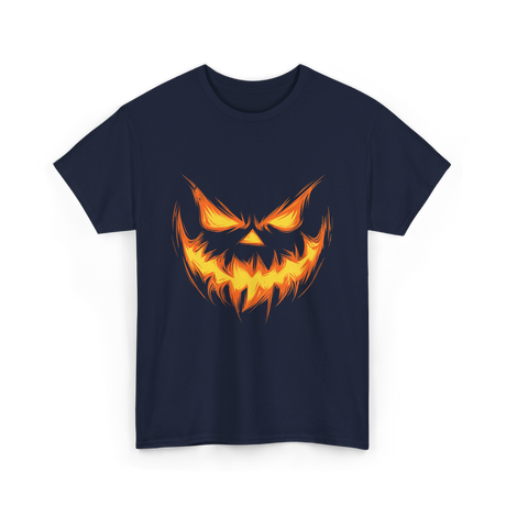 Jack O Lantern Face Pumpkin Halloween T-Shirt - Navy