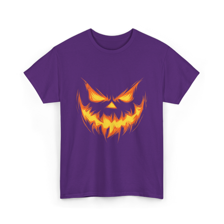 Jack O Lantern Face Pumpkin Halloween T-Shirt - Purple