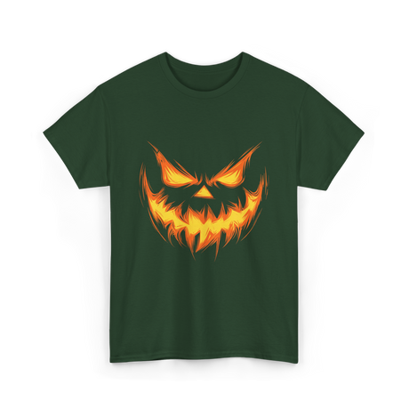 Jack O Lantern Face Pumpkin Halloween T-Shirt - Forest Green