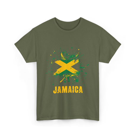 Jamaica Flag Jamaica Jamaican T-Shirt - Military Green