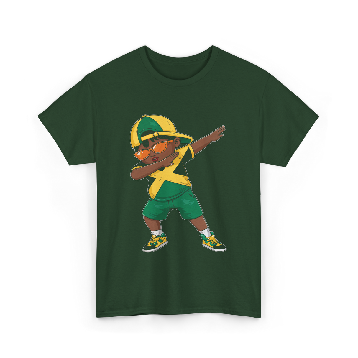 Jamaican Boy Roots Culture T-Shirt - Forest Green