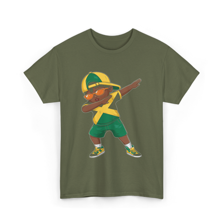 Jamaican Boy Roots Culture T-Shirt - Military Green