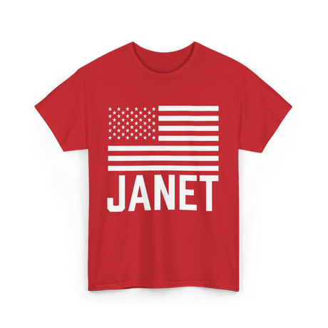 Janet Name Personalized Birthday T-Shirt - Red