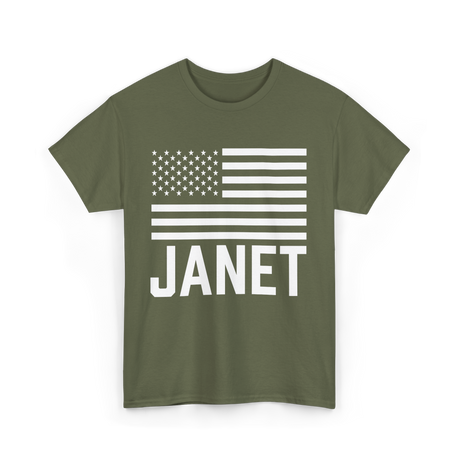 Janet Name Personalized Birthday T-Shirt - Military Green