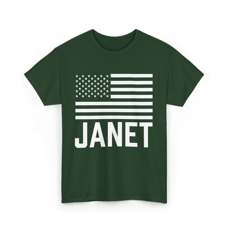 Janet Name Personalized Birthday T-Shirt - Forest Green