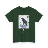 Japanese Crow Raven Art Crow T-Shirt - Forest Green