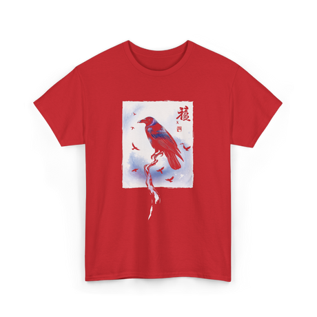 Japanese Crow Raven Art Crow T-Shirt - Red