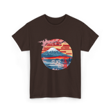 Japanese Fuji Mountain Art Japan T-Shirt - Dark Chocolate
