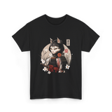 Japanese Samurai Cat Ninja Cat T-Shirt - Black