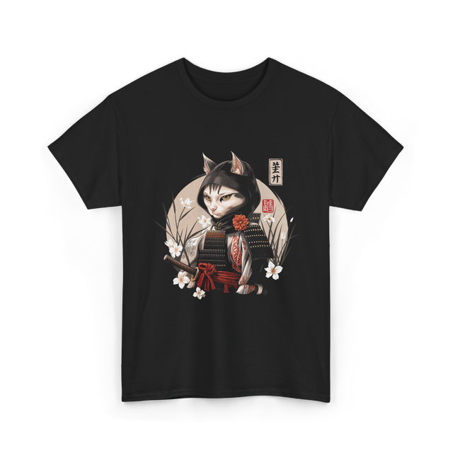 Japanese Samurai Cat Ninja Cat T-Shirt - Black