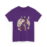 Japanese Samurai Cat Ninja Cat T-Shirt - Purple