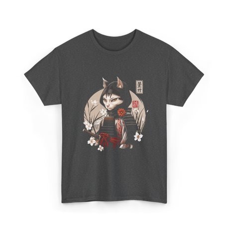 Japanese Samurai Cat Ninja Cat T-Shirt - Dark Heather