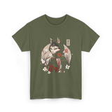 Japanese Samurai Cat Ninja Cat T-Shirt - Military Green