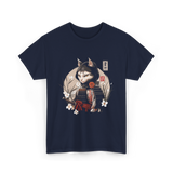 Japanese Samurai Cat Ninja Cat T-Shirt - Navy