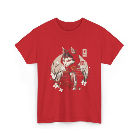 Japanese Samurai Cat Ninja Cat T-Shirt - Red