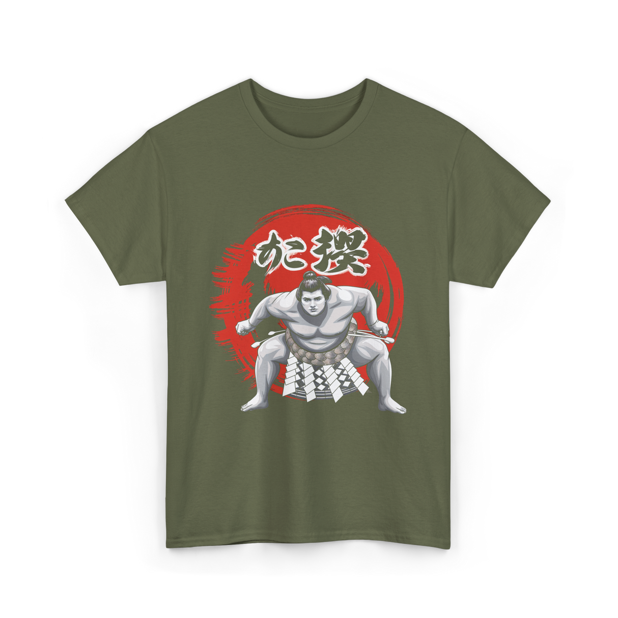 Japanese Sumo Wrestler Sumo Wrestling T-Shirt - Military Green