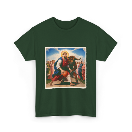 Jesus and Basketball Jesus T-Shirt - Forest Green