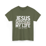 Jesus Changed My Life Christ T-Shirt - Military Green