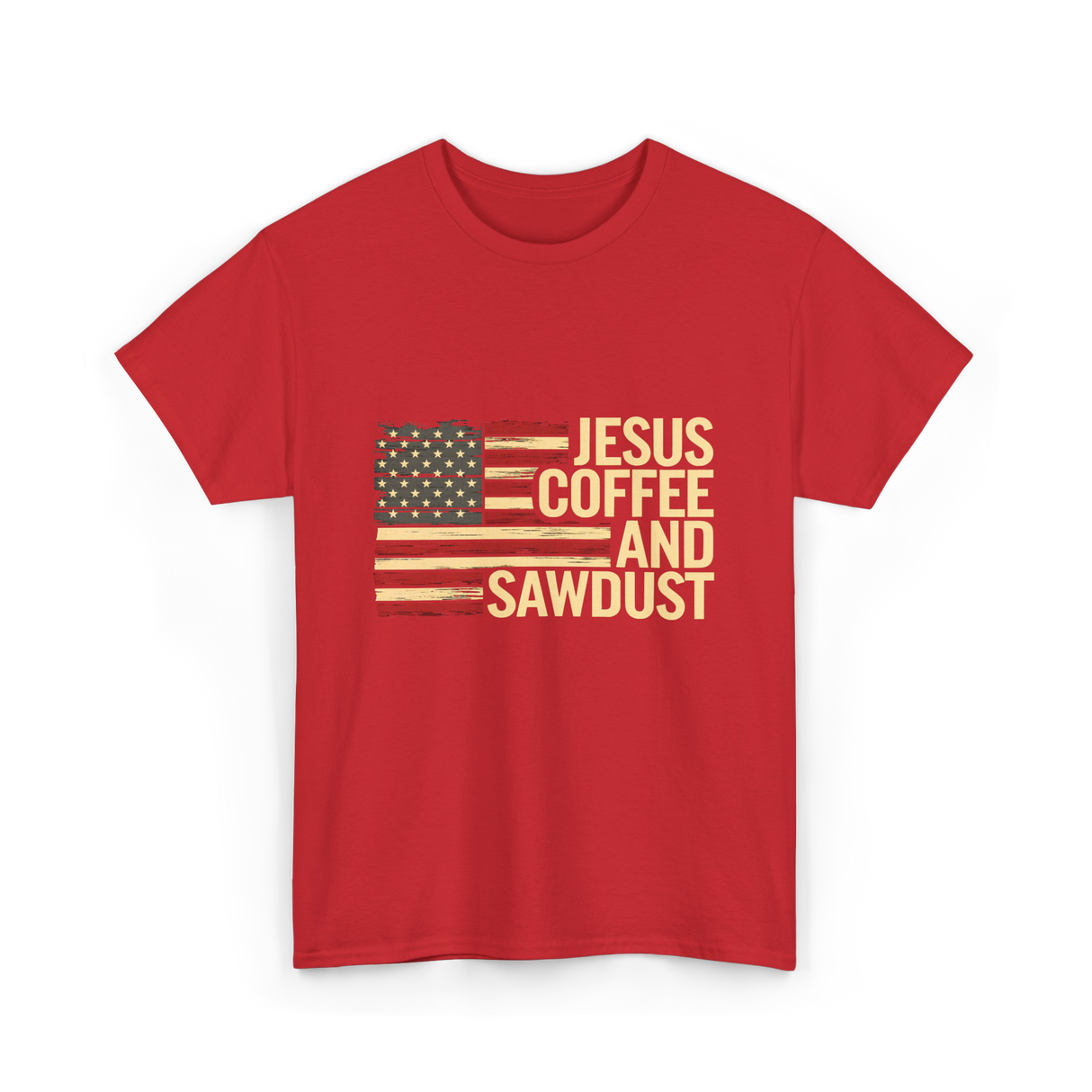 Jesus Coffee and Sawdust Carpenter T-Shirt - Red