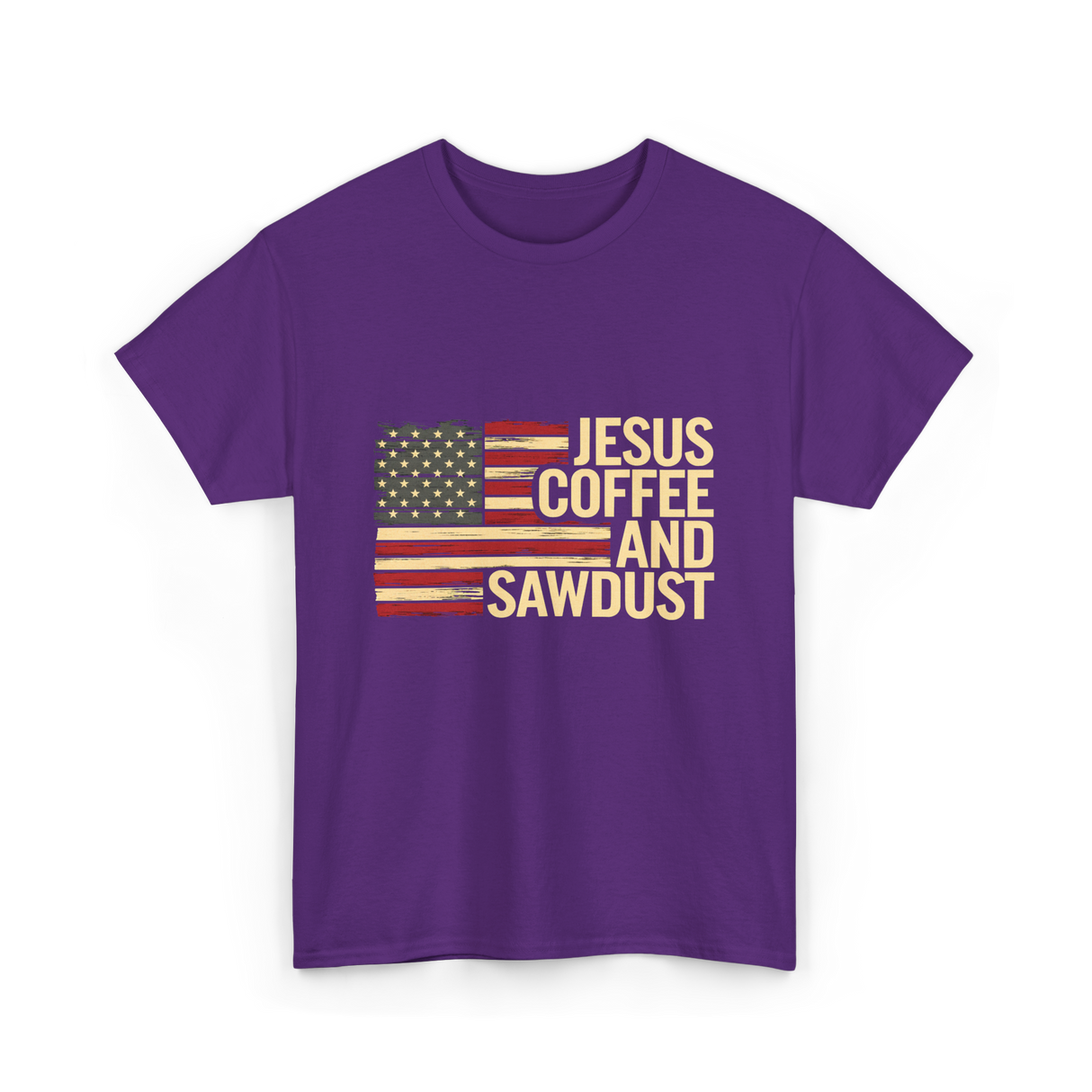 Jesus Coffee and Sawdust Carpenter T-Shirt - Purple