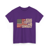 Jesus Coffee and Sawdust Carpenter T-Shirt - Purple