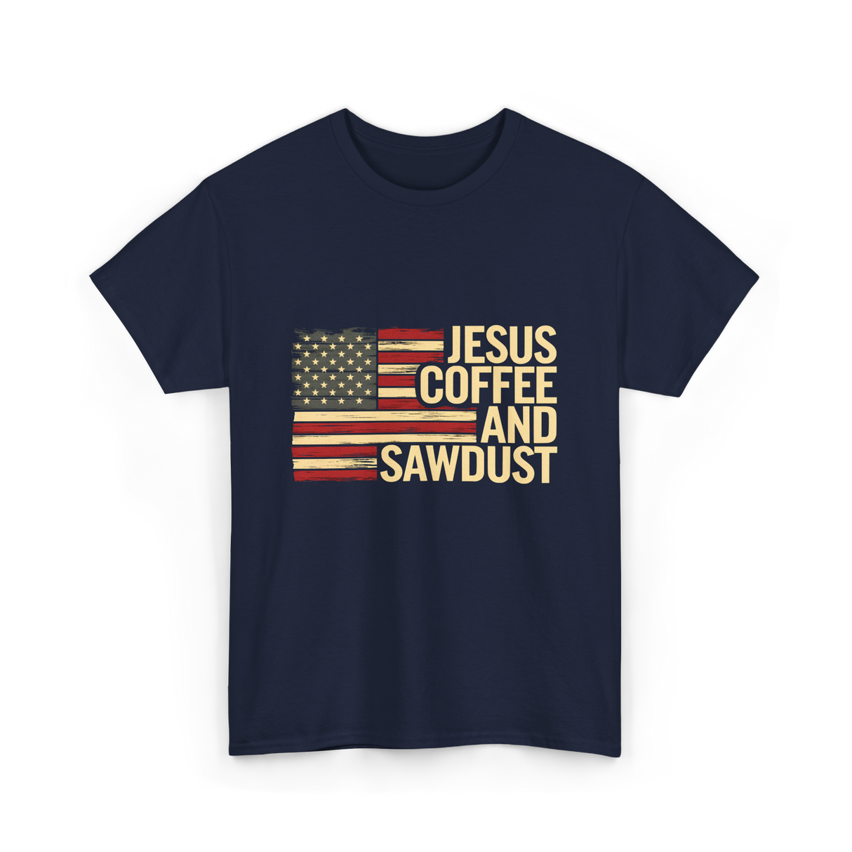 Jesus Coffee and Sawdust Carpenter T-Shirt - Navy