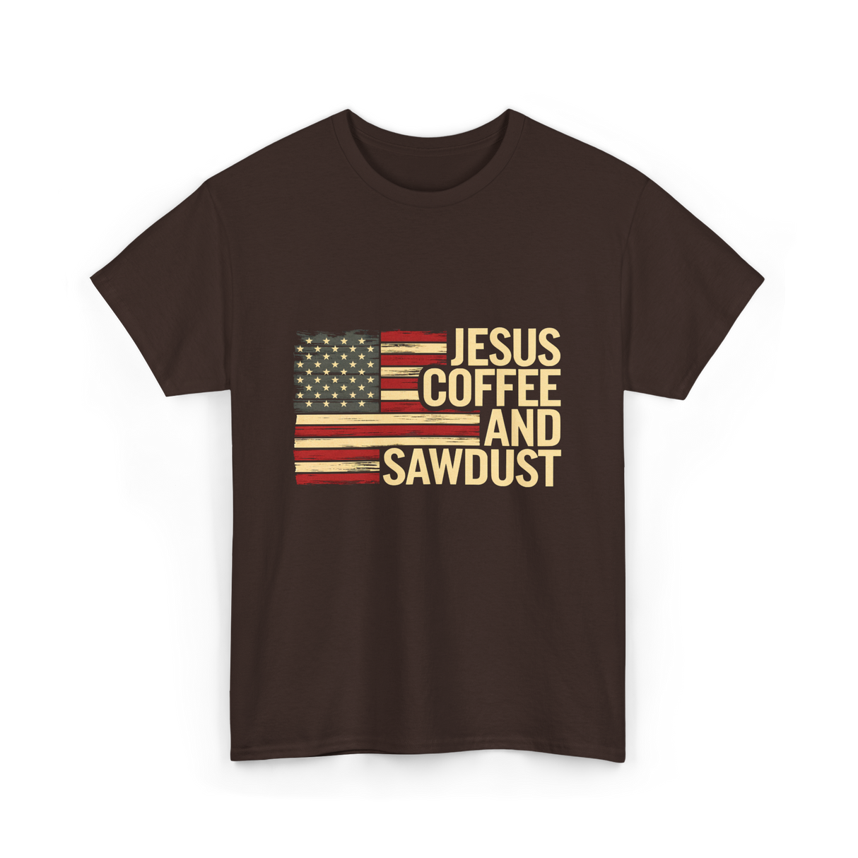 Jesus Coffee and Sawdust Carpenter T-Shirt - Dark Chocolate