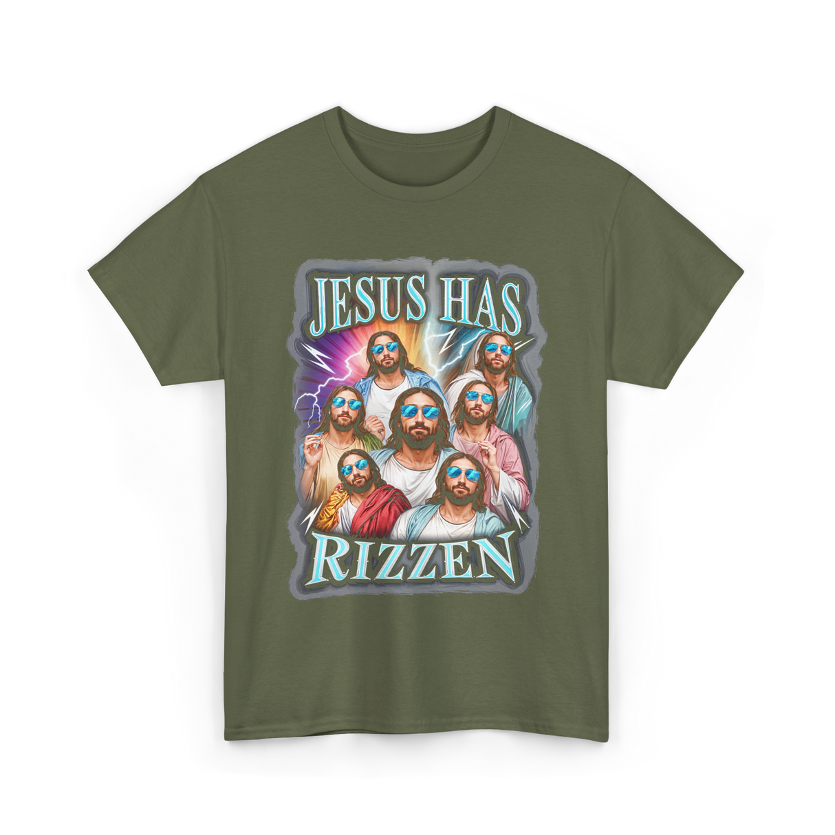 Jesus Has Rizz Christian Faith T-Shirt - Military Green