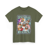 Jesus Has Rizz Christian Faith T-Shirt - Military Green