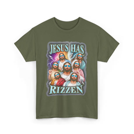 Jesus Has Rizz Christian Faith T-Shirt - Military Green